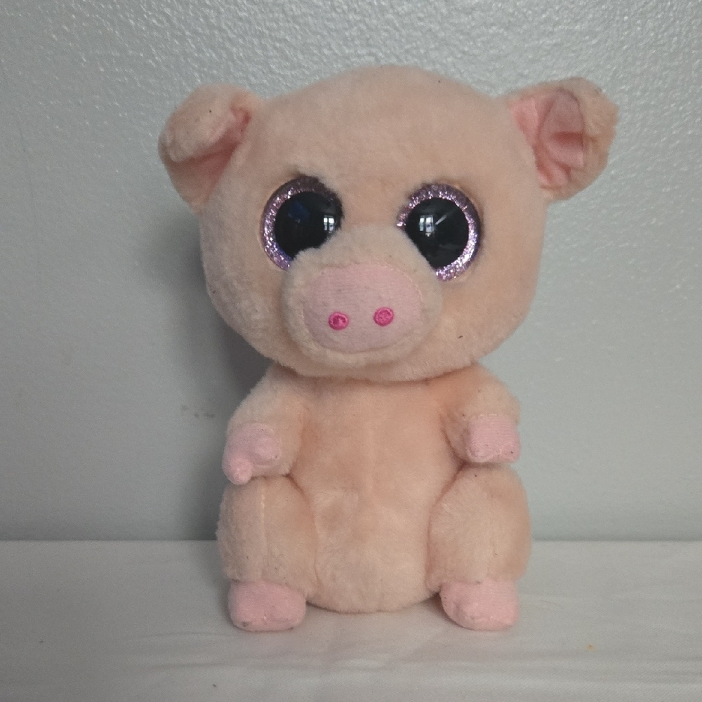 TY Beanie Boos Piggley The Pig Pink Sparkly Glitter Eyes.